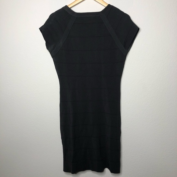 Express Grey Ribbed Bodycon V Neck Dress - Picture 6 of 6